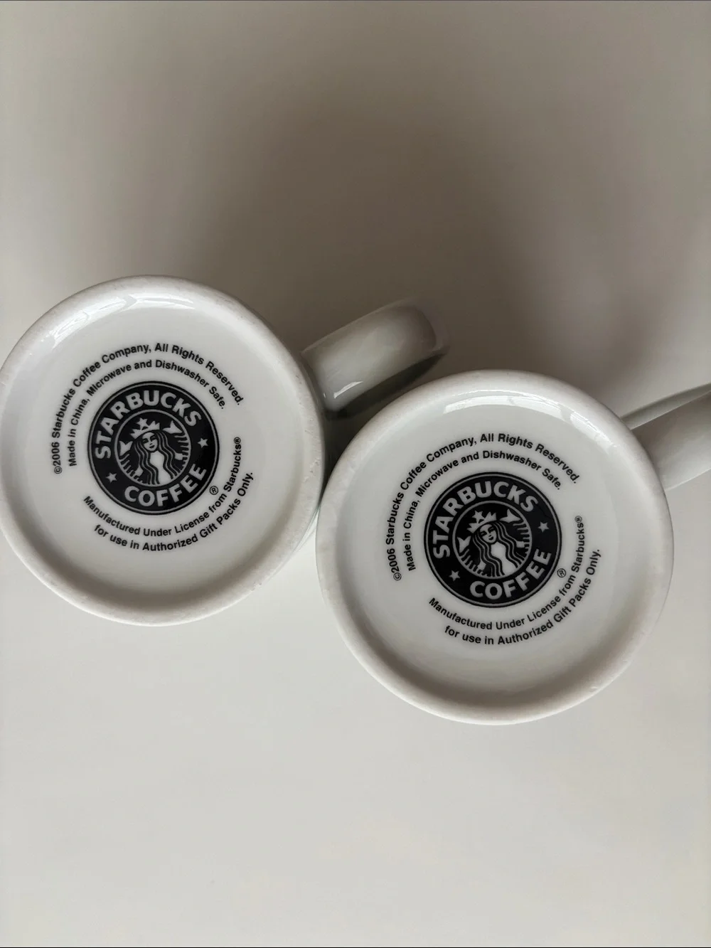 Starbucks Coffee Mugs with Classic Green Siren Logo  Pre-2011 (Set of 2 mugs)
